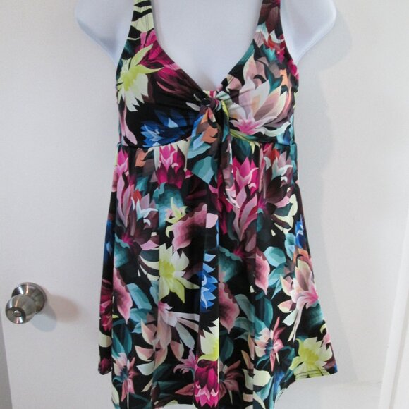 Swim Solutions  Swim Dress Bow-Front Dark Lotus NWOT Sz 10 - Picture 5 of 11